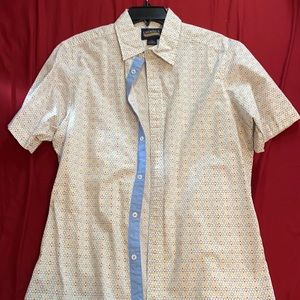 Cremieux Large White with pattern button up short sleeve shirt